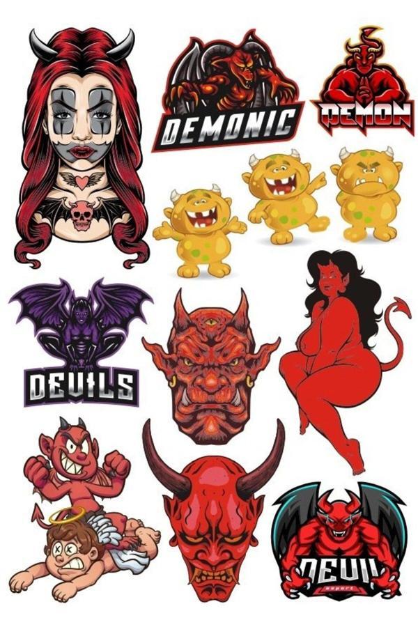 Devil Şeytan Sticker Set 13 Parça Telefon, Tablet, Defter, Laptop Sticker - Image 1