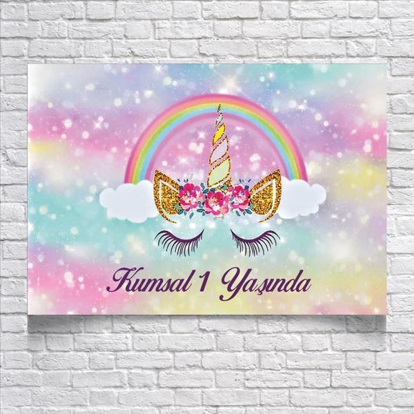 Unicorn Temalı Doğum Günü Afişi 70X100 cm - Image 1