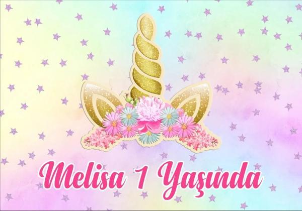 Unicorn Temalı Doğum Günü Afişi 35X50 cm - Image 1
