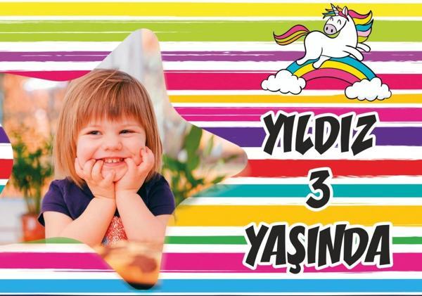 Yıldızı ve Unicorn Temalı Günü Afişi 35X50 cm - Image 1