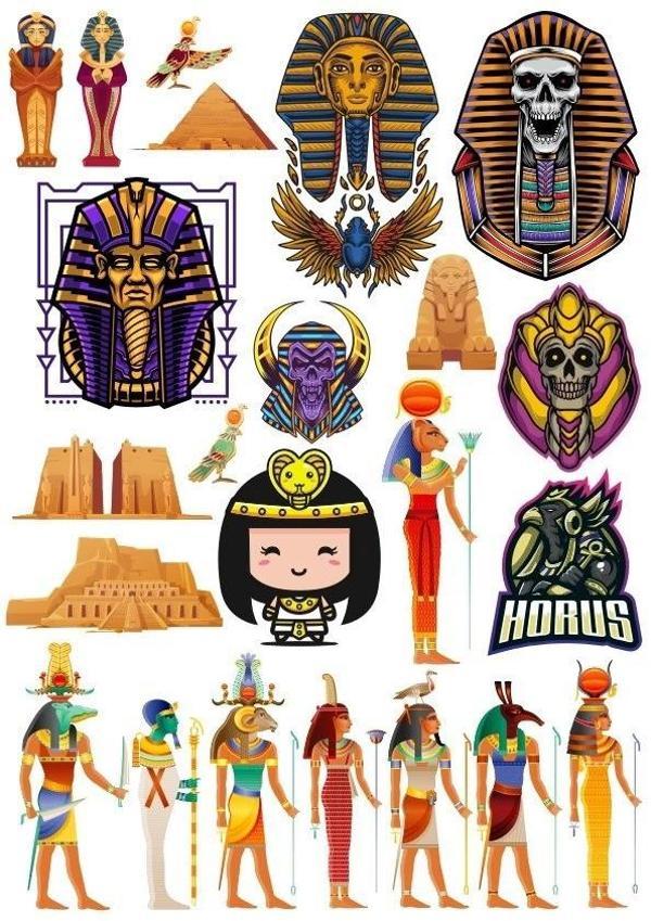 Mısır Temalı Sticker Set-4 15 Parça Telefon, Tablet, Defter, Laptop Sticker - Image 1