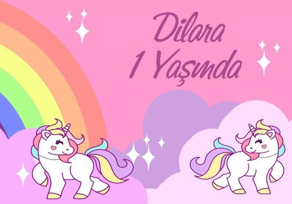 Unicorn Temalı Doğum Günü Afişi 50X70 cm - Image 1