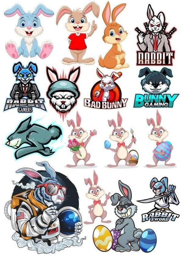 Tavşan Sticker Set-3 13 Parça Telefon, Tablet, Defter, Laptop Sticker - Image 1