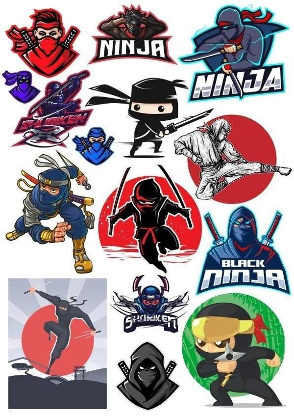 Ninja Sticker Set-1 13 Parça Telefon, Tablet, Defter, Laptop Sticker - Image 1