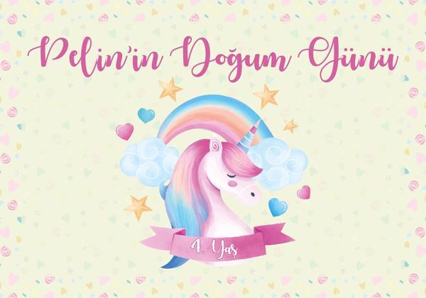 Unicorn Temalı Doğum Günü Afişi 70X100 cm - Image 1