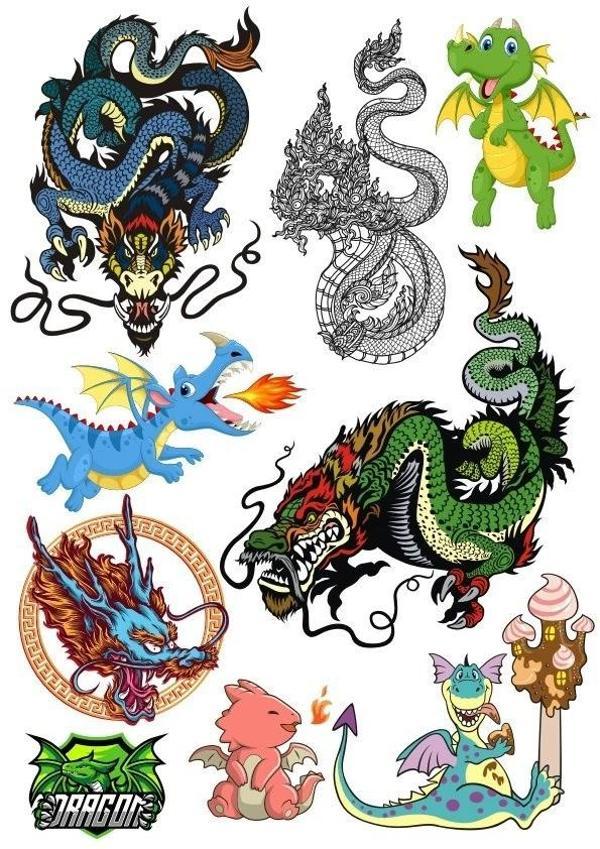 Ejderha Dragon Sticker Set-5 10 Parça Telefon, Tablet, Defter, Laptop Sticker - Image 1