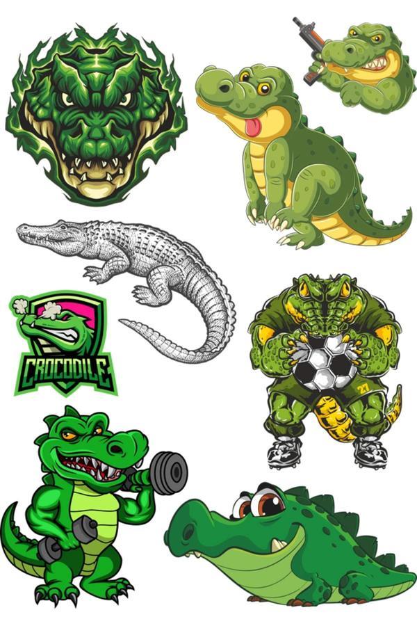 Timsah Sticker Set-1 8 Parça Telefon, Tablet, Defter, Laptop Sticker - Image 1