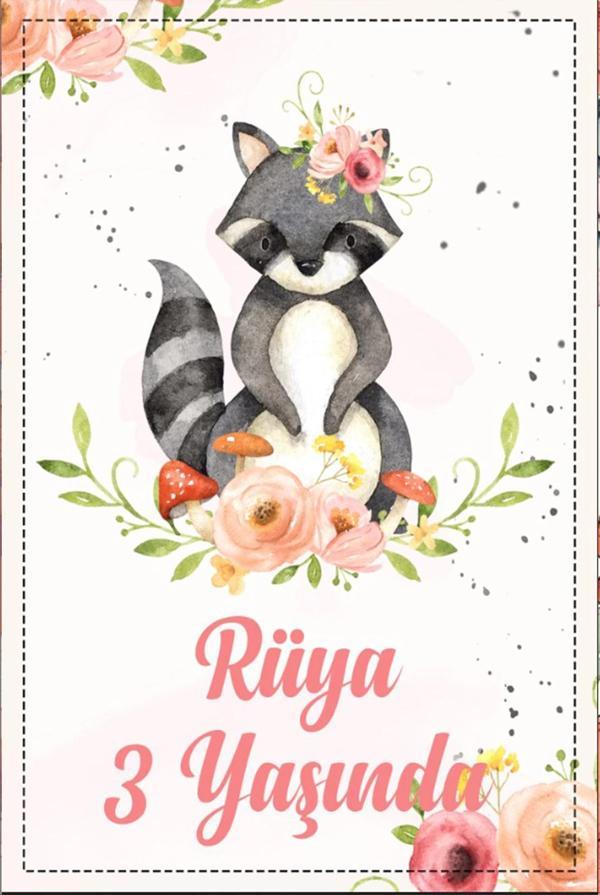 Rakun Temalı Doğum Günü Afişi 100X150 cm - Image 1