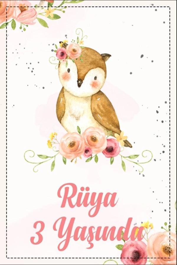 Baykuş Temalı Doğum Günü Afişi 100X150 cm - Image 1