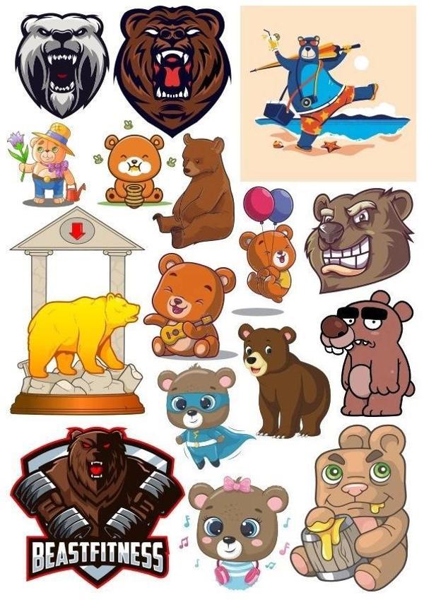 Ayı Sticker Set-19 17 Parça Telefon, Tablet, Defter, Laptop Sticker - Image 1