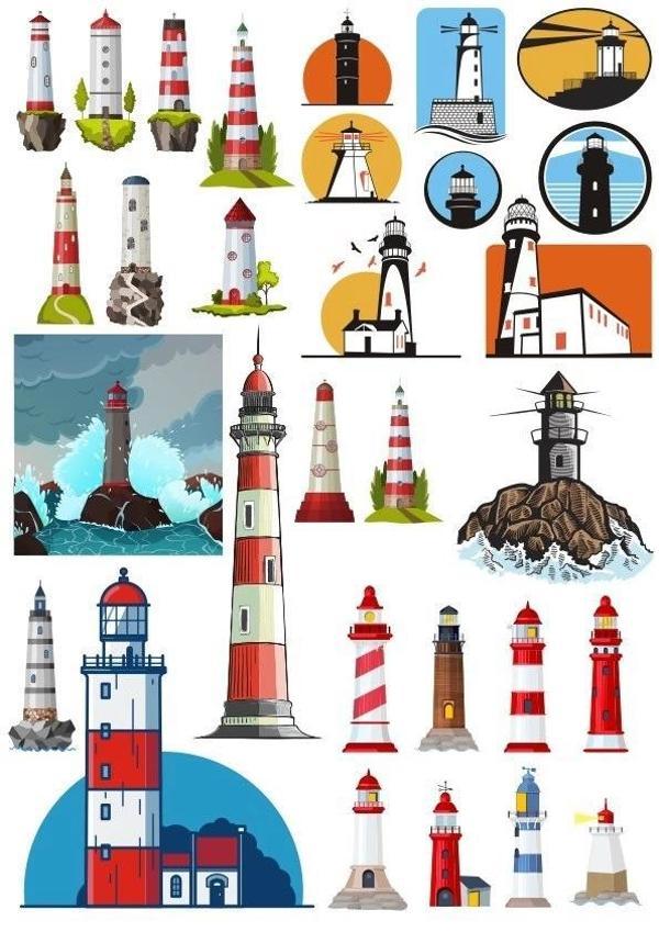Deniz Feneri Sticker Set-1 20 Parça Telefon, Tablet, Defter, Laptop Sticker - Image 1