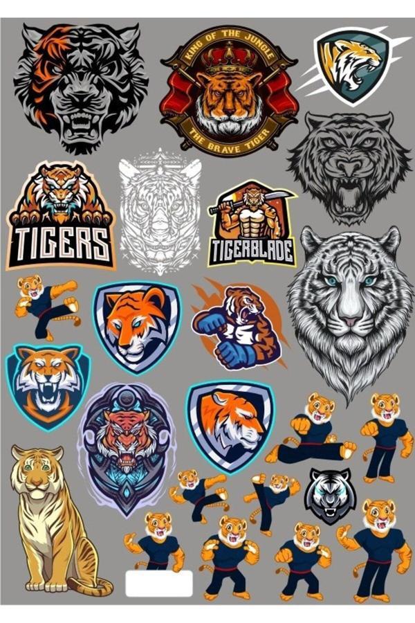 Kaplan ve Aslanlar Sticker Set 25 Parça Telefon, Tablet, Defter, Laptop Sticker - Image 1