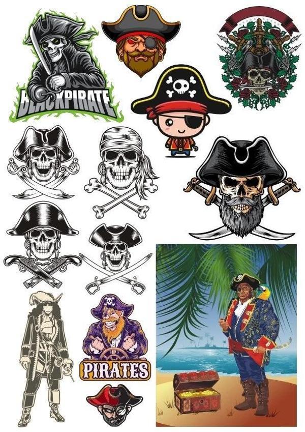 Korsan Kuru Kafa Sticker Set-2 15 Parça Telefon, Tablet, Defter, Laptop Sticker - Image 1