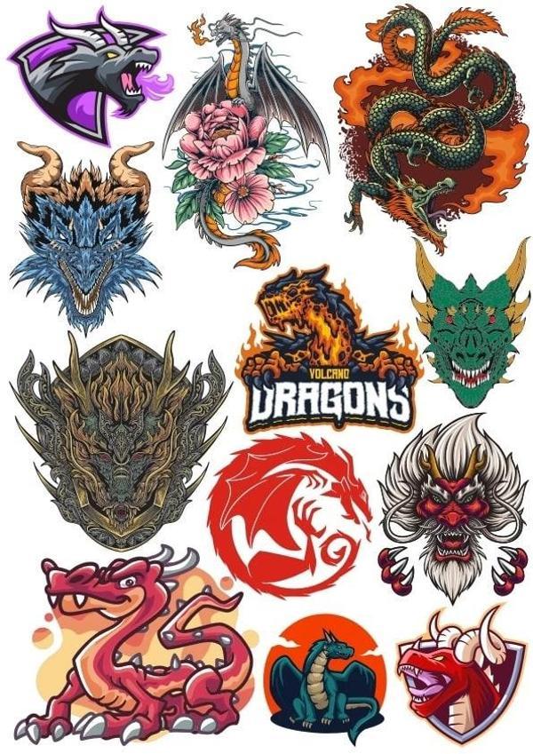 Ejderhalar Sticker Set 5 12 Parça Telefon, Tablet, Defter, Laptop Sticker - Image 1