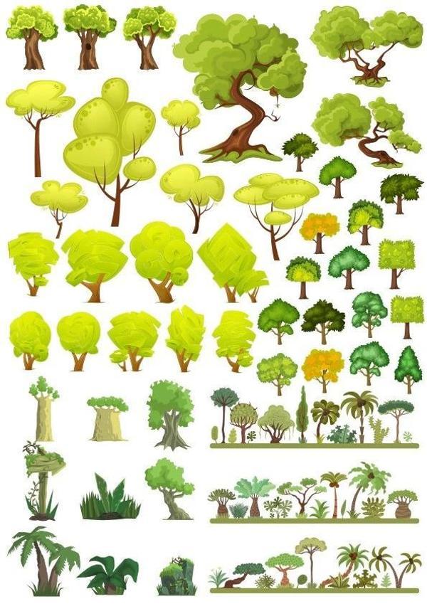 Ağaçlar Sticker Set-5 27 Parça Telefon, Tablet, Defter, Laptop Sticker - Image 1