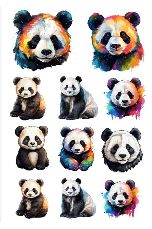 Renkli Panda Sticker Set 1 - Image 1