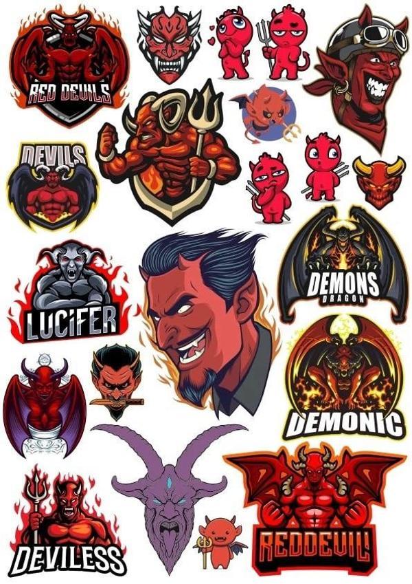 Şeytan Sticker Set 7 20 Parça Telefon, Tablet, Defter, Laptop Sticker - Image 1