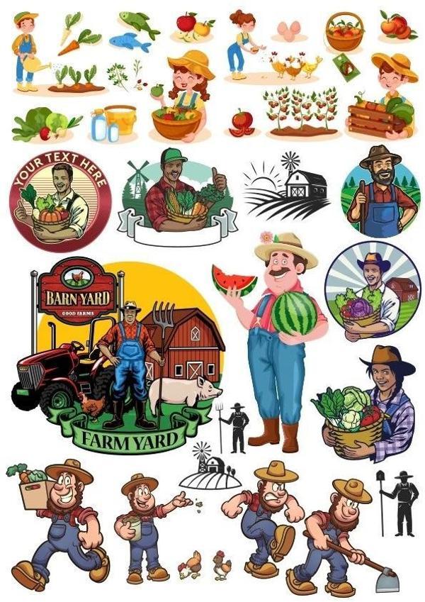 Çiftçi Sticker Set 25 Parça Telefon, Tablet, Defter, Laptop Sticker - Image 1