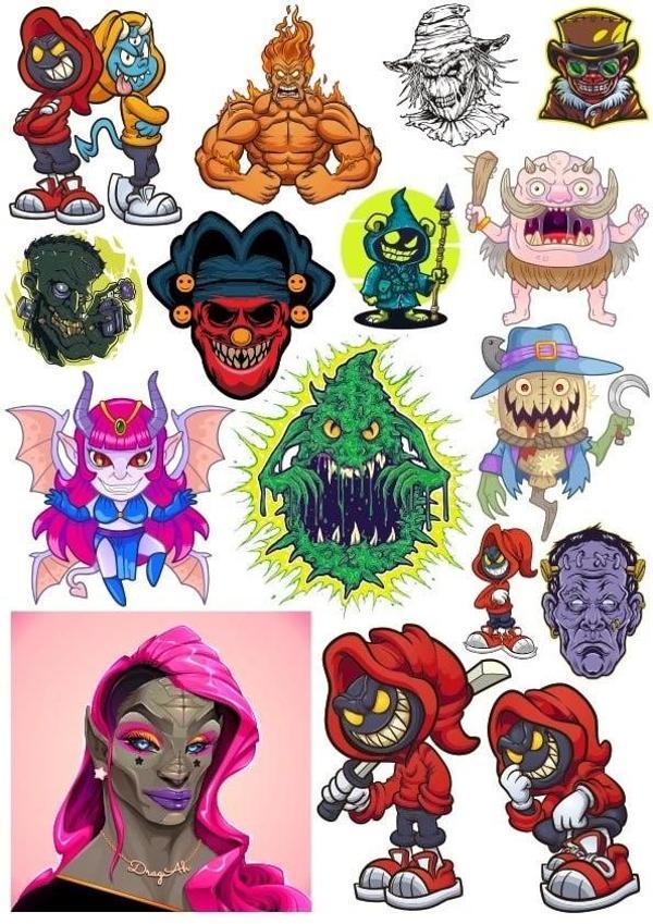 Korkunç Sticker Set 16 Parça Telefon, Tablet, Defter, Laptop Sticker - Image 1