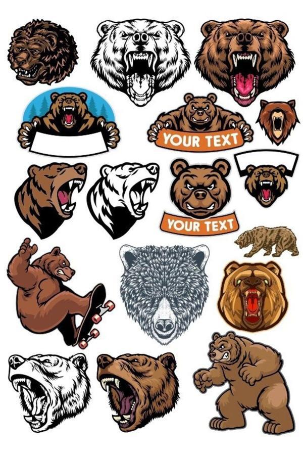 Ayı Sticker Set-17 13 Parça Telefon, Tablet, Defter, Laptop Sticker - Image 1