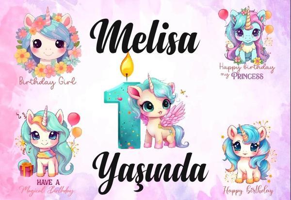 Unicorn Temalı Doğum Günü Afişi 70X100 cm - Image 1