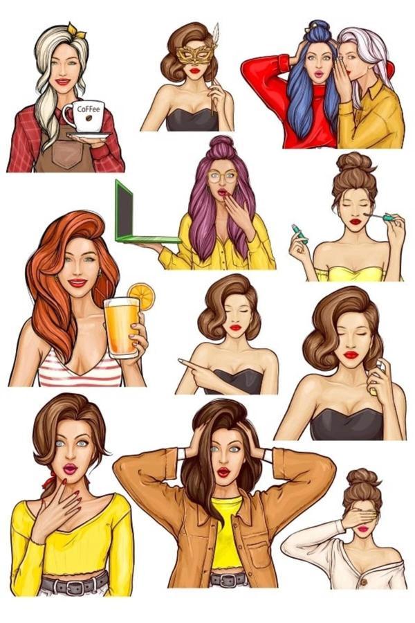 Yüz İfadeleri Sticker Set 12 Parça Telefon, Tablet, Defter, Laptop Sticker - Image 1