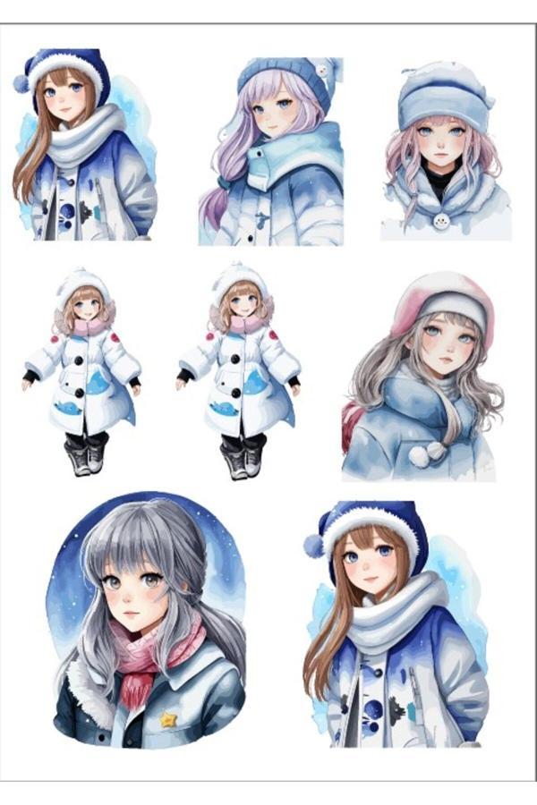 Kış Temalı Kız Sticker Set - Image 1
