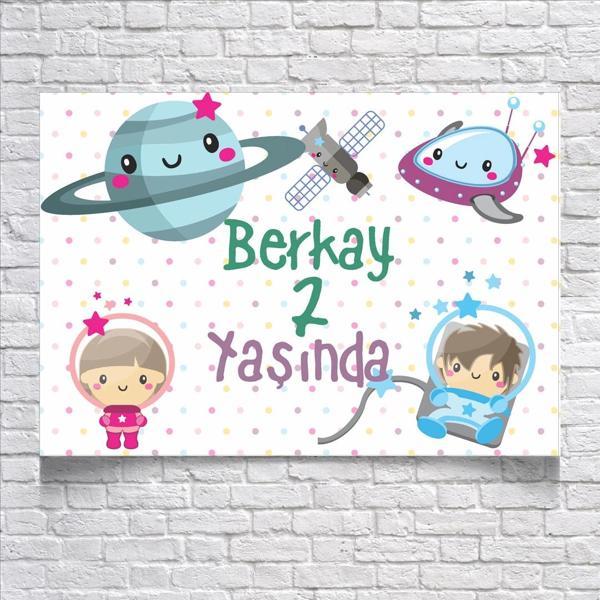 Uzay ve Astranot Temalı Doğum Günü Afişi 35X50 cm - Image 1