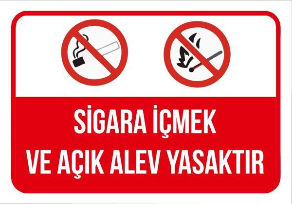Sigara İçmek ve Açık Alev Yasaktır Sticker 20X28 Cm - Image 1