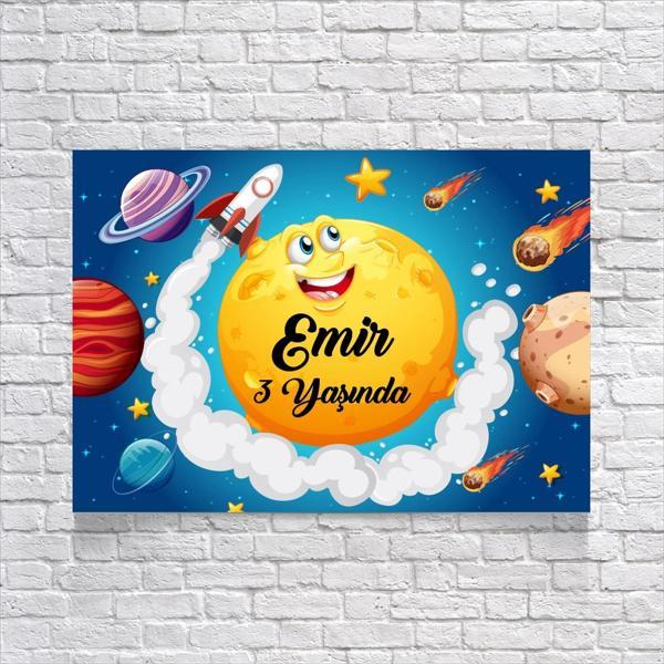 Uzay Temalı Doğum Günü Afişi 70X100 cm - Image 1