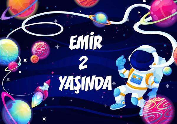 Uzay Temalı Doğum Günü Afişi 70X100 cm - Image 1