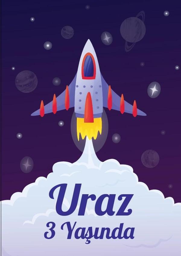 Uzay Temalı Doğum Günü Afişi 70X100 cm - Image 1