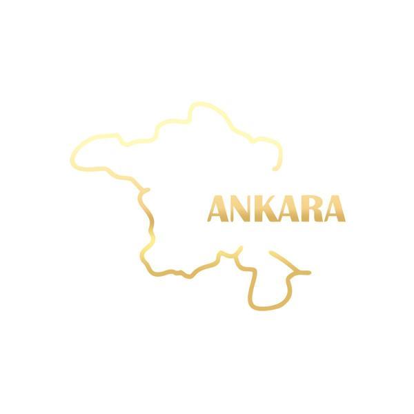 Ankara Harita Araba Sticker 17x17 Cm Gold - Image 1