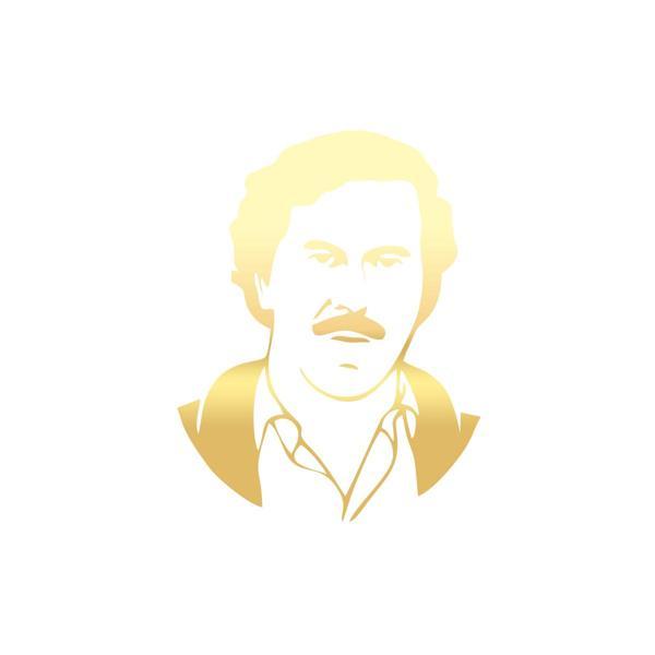 Pablo Escobar Silüet Araba Sticker 17x17 Cm Gold - Image 1