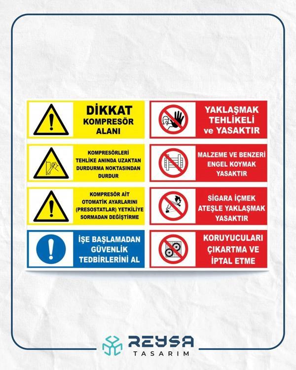 Dikkat Kompresör Alanı Sticker 20X28 Cm - Image 1
