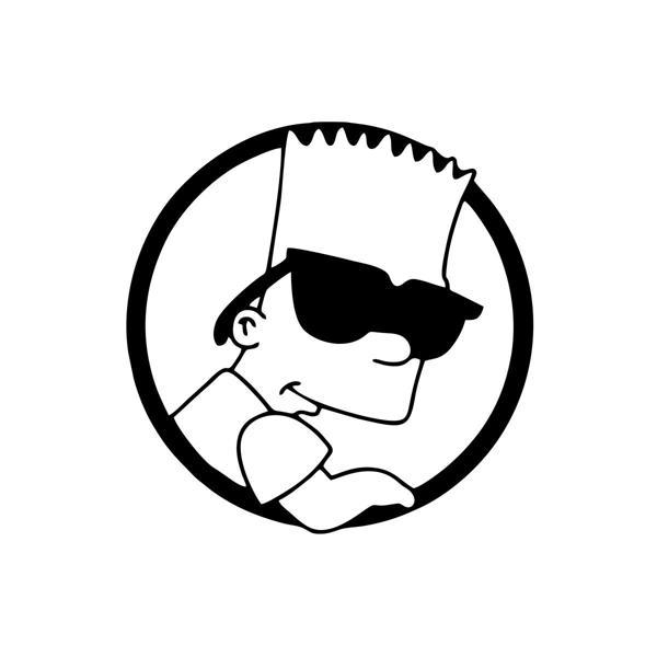 Simpsons Araba Sticker 17x17 Cm Siyah - Image 1