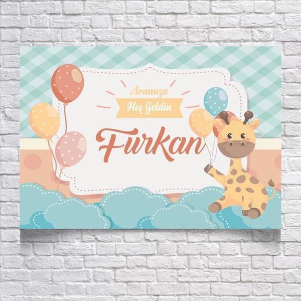 Zürafa Temalı Doğum Günü Afişi 70x100 Cm - Image 1