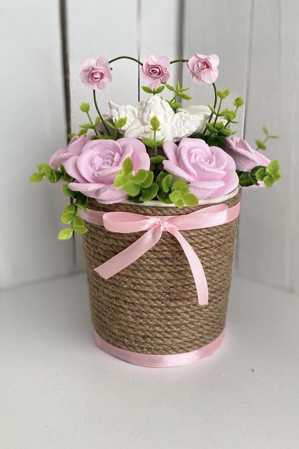 Gia Design Pembe Gül Bahçesi Ve Melek Kokulu Taş Aranjmanı - Image 1