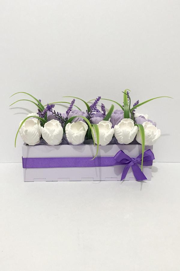 Gia Design Nora Mor Laleler Kokulu Taş Aranjmanı - Image 1