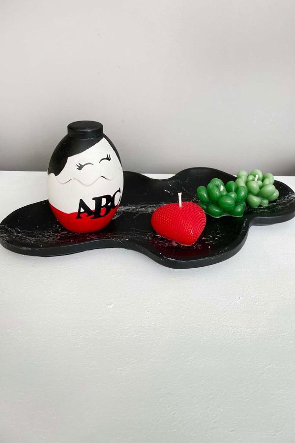 Gia Design Öğretmenlere Özel Dekoratif Asimetrik  Aksesuar Tabak Ve Mum Seti - Image 1