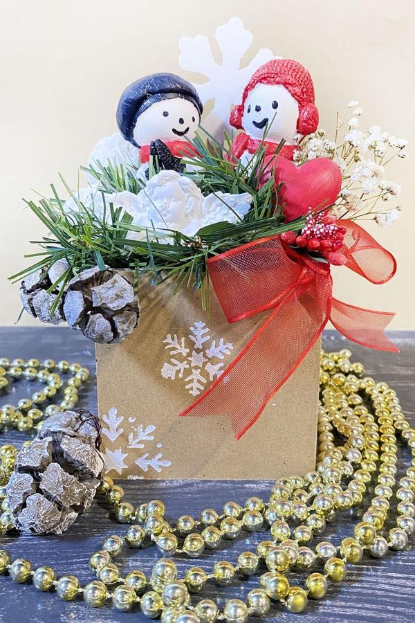 Gia Design Kar Tanesi Ve Kardan Adamlar Kokulu Taş Aranjmanı - Image 1