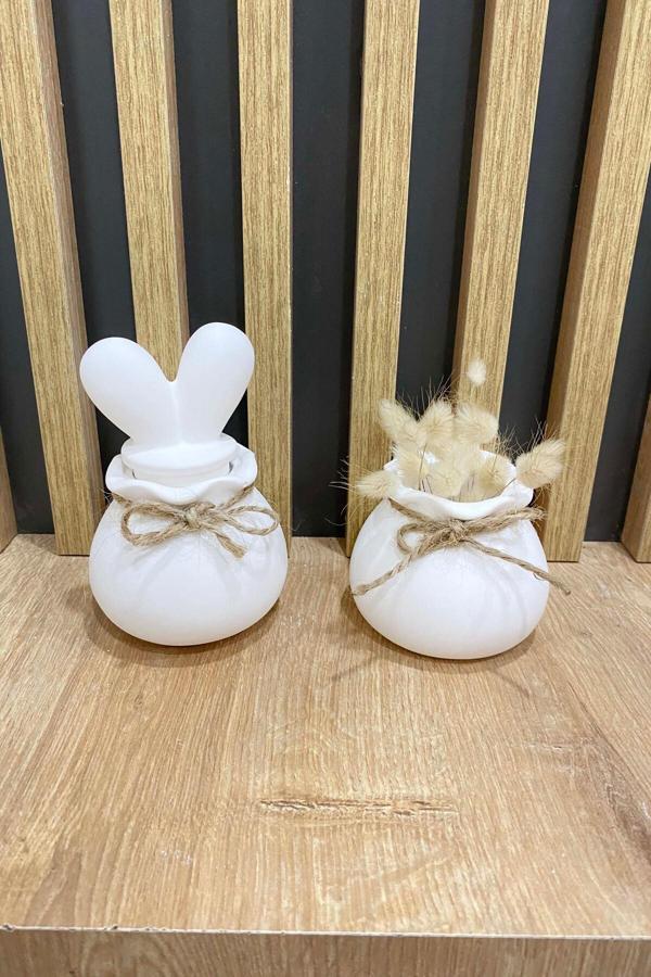 Gia Design Dekoratif Tavşan Kulaklı Kapta Kokulu Mum Ve Dekoratif Mini Saksı Seti - Image 1