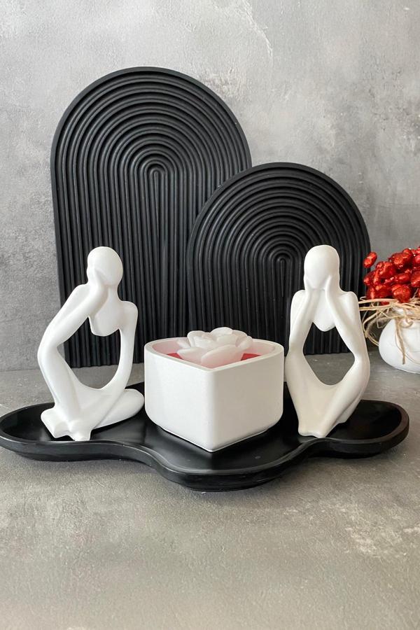 Gia Design Düşünen Aşıklar El Yapımı Dekoratif Obje -Kalp Kokulu Mum Seti - Image 1