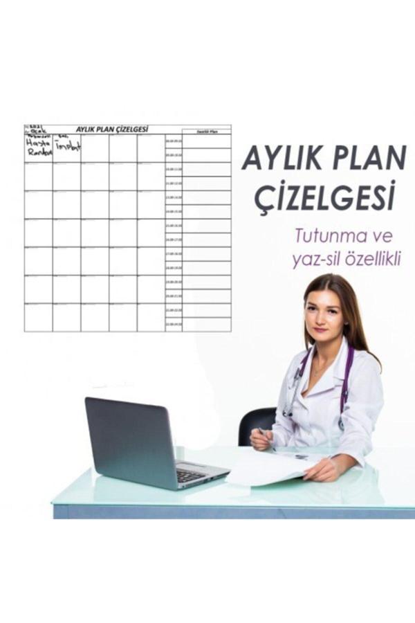 Cengo Aylık Planlayıcı Takvim Çizelgesi 100X100 Cm Kağıt Tahta Doldurulabilir Silgili Tahta Kalemi Hediye - Image 1