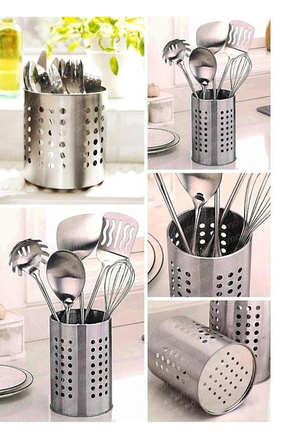 Grasyahome Metal Silindir Kaşıklık Tezgah Üstü Servis Standı Dik Kaşıklık Düzenleyici - Image 1