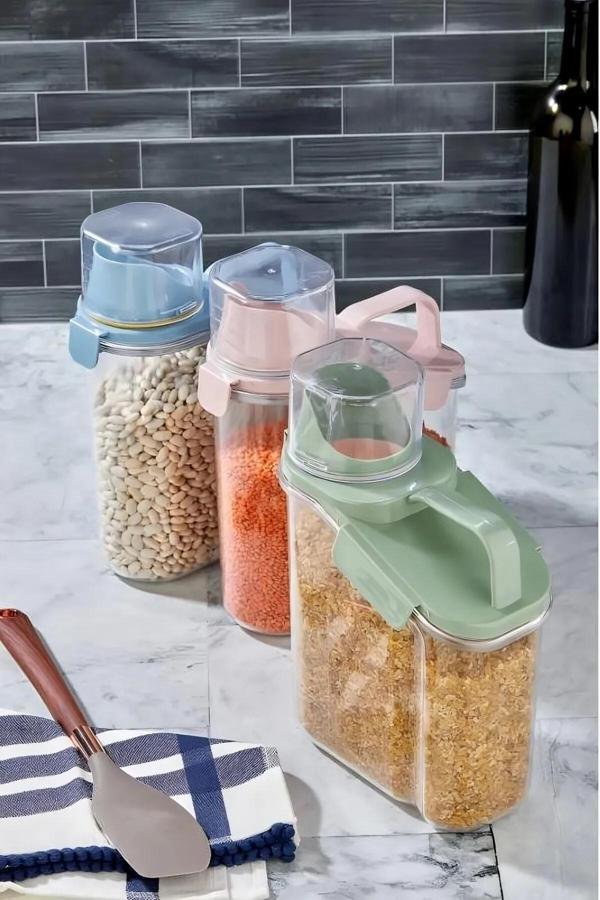 Online Kapında Çok Fonksiyonlu 1100Ml Saklama Kabı Seti, Renkli Ve Kullanışlı, 3 Adet - Image 1