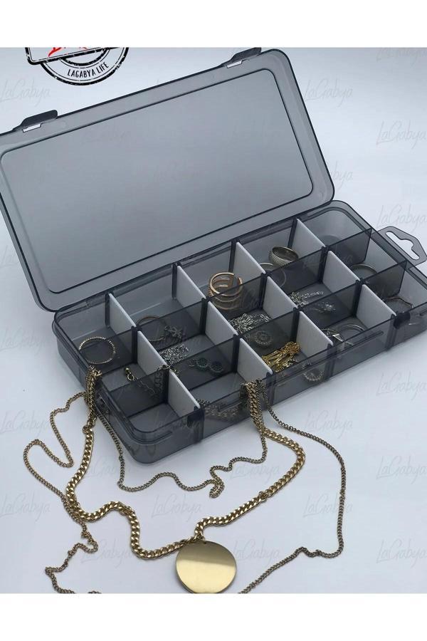 Online Kapında Lüks 15 Bölmeli Ayarlanabilir Takı Organizer Ilaç Boncuk Küpe Kolye Yüzük Toka Kutusu - Image 1