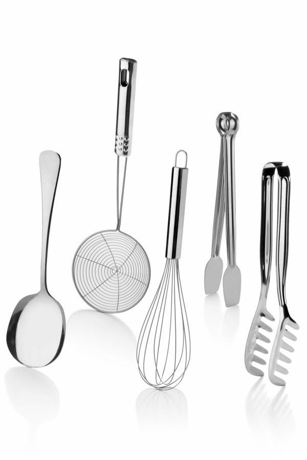 Kitchen Life Paslanmaz Çelik 5 Parça Kevgir , Maşa Servis Seti - Image 1