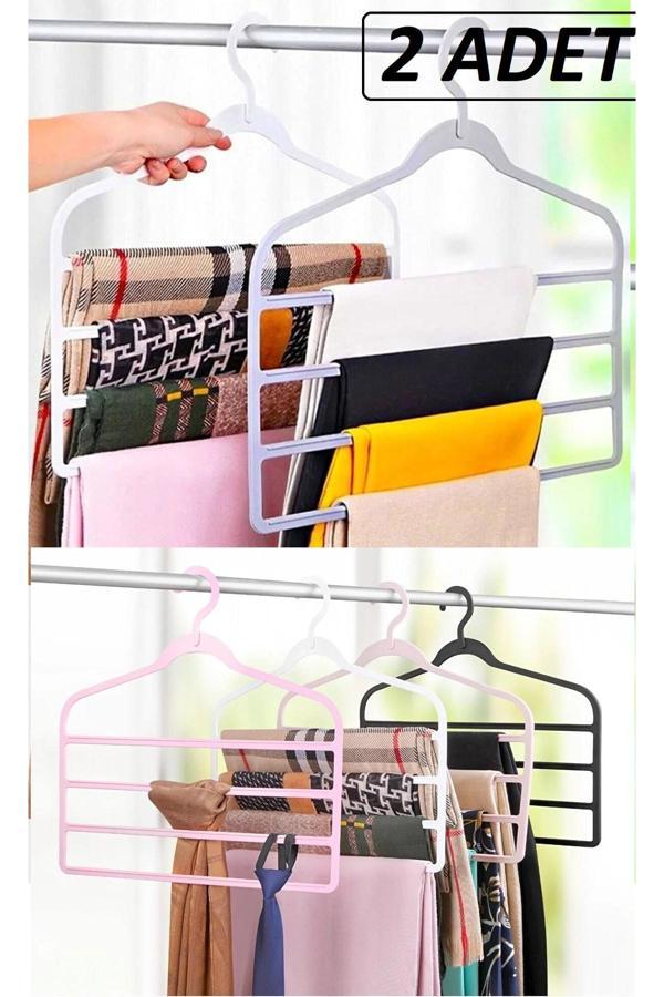 Bayev 2 'Li Çok Katlı Plastik Pantolon Eşarp Askısı Elbise Kravat Şal Askı - Image 1