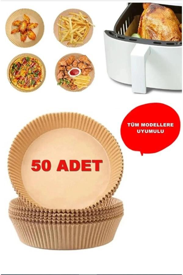 Online Kapında 50 Adet Yuvarlak Model Airfryer Pişirme Kağıdı Hijyenik Yağlı Kağıt Havalı Fritöz - Image 1